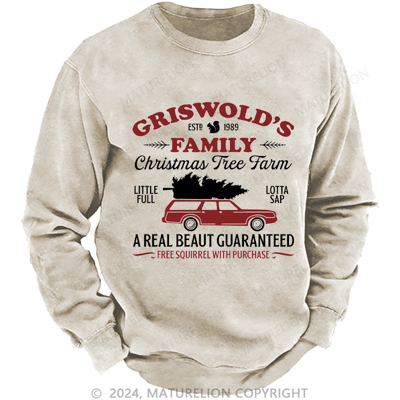 Maturelion Men's Sweatshirt Christmas Classic Vintage Custom Washed Sweatshirt