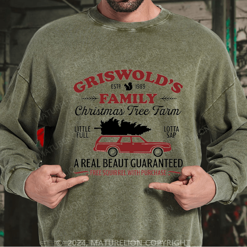 Maturelion Men's Sweatshirt Christmas Classic Vintage Custom Washed Sweatshirt