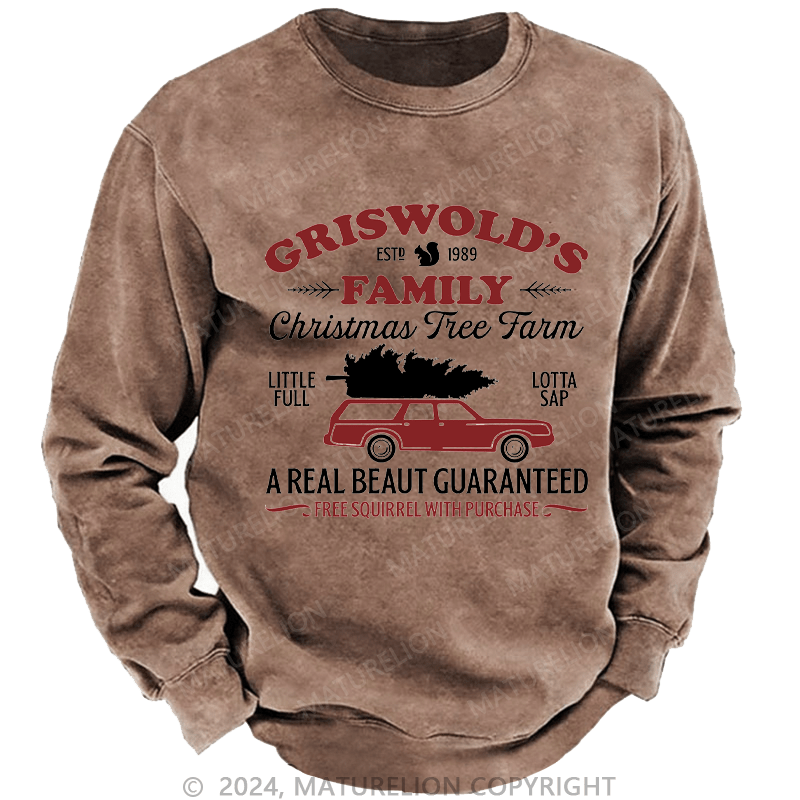 Maturelion Men's Sweatshirt Christmas Classic Vintage Custom Washed Sweatshirt