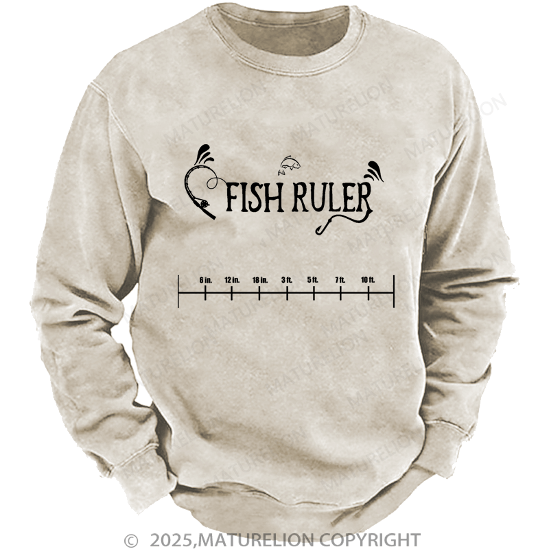 Maturelion Men's Sweatshirt Fishing Ruler Sweatshirt
