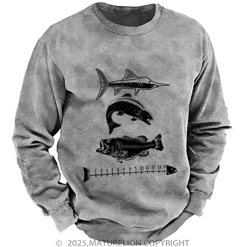 Maturelion Men's Sweatshirt Fishing Ruler Sweatshirt
