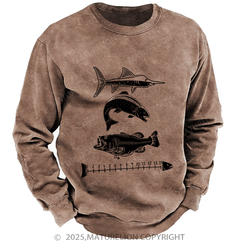 Maturelion Men's Sweatshirt Fishing Ruler Sweatshirt