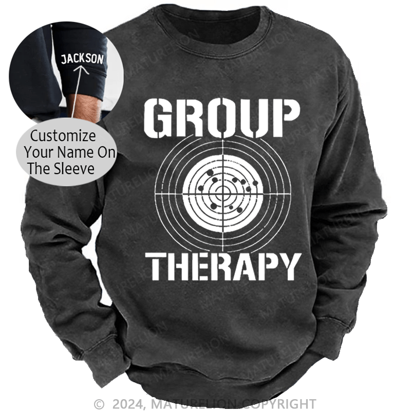 Maturelion Men's Sweatshirt Group Therapy Target Print Custom Washed Sweatshirt