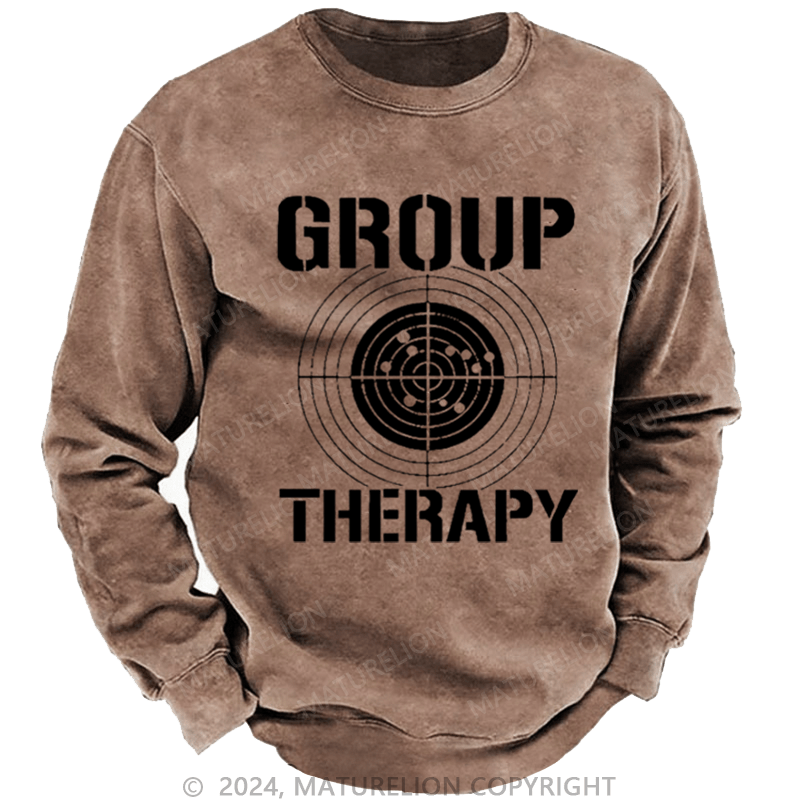 Maturelion Men's Sweatshirt Group Therapy Target Print Custom Washed Sweatshirt