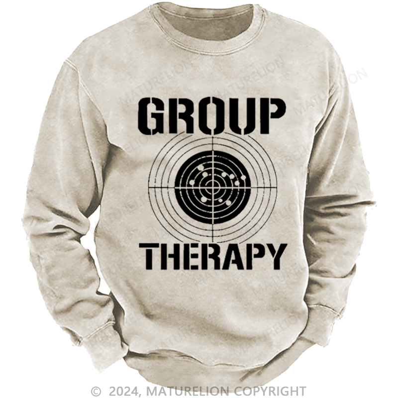 Maturelion Men's Sweatshirt Group Therapy Target Print Custom Washed Sweatshirt