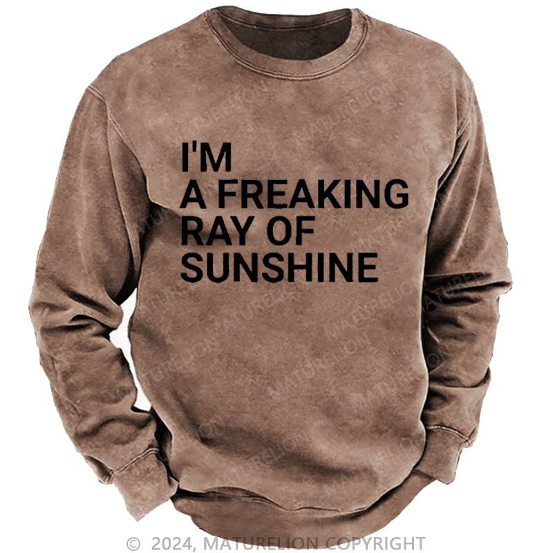 Maturelion Men's Sweatshirt I'm A Freaking Ray Of Sunshine Joke Custom Washed Sweatshirt