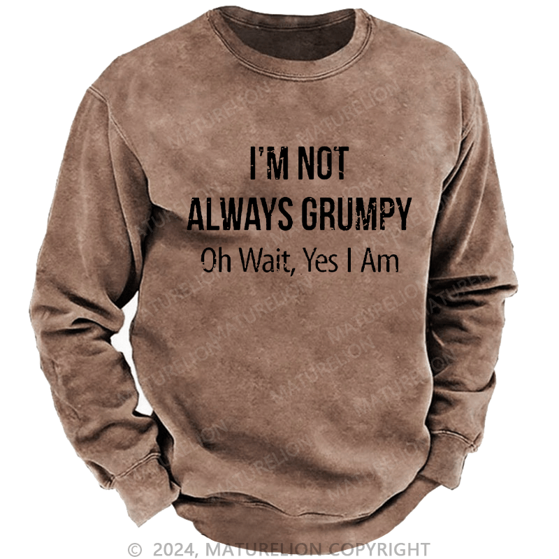 Maturelion Men's Sweatshirt I'm Not Always Grumpy Oh Wait Yes I Am Custom Washed Sweatshirt