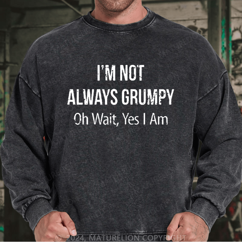 Maturelion Men's Sweatshirt I'm Not Always Grumpy Oh Wait Yes I Am Custom Washed Sweatshirt