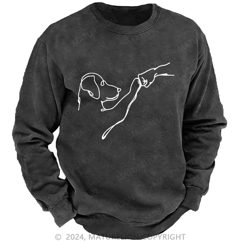 Maturelion Men's Sweatshirt Dog Fist Bump Custom Sweatshirt