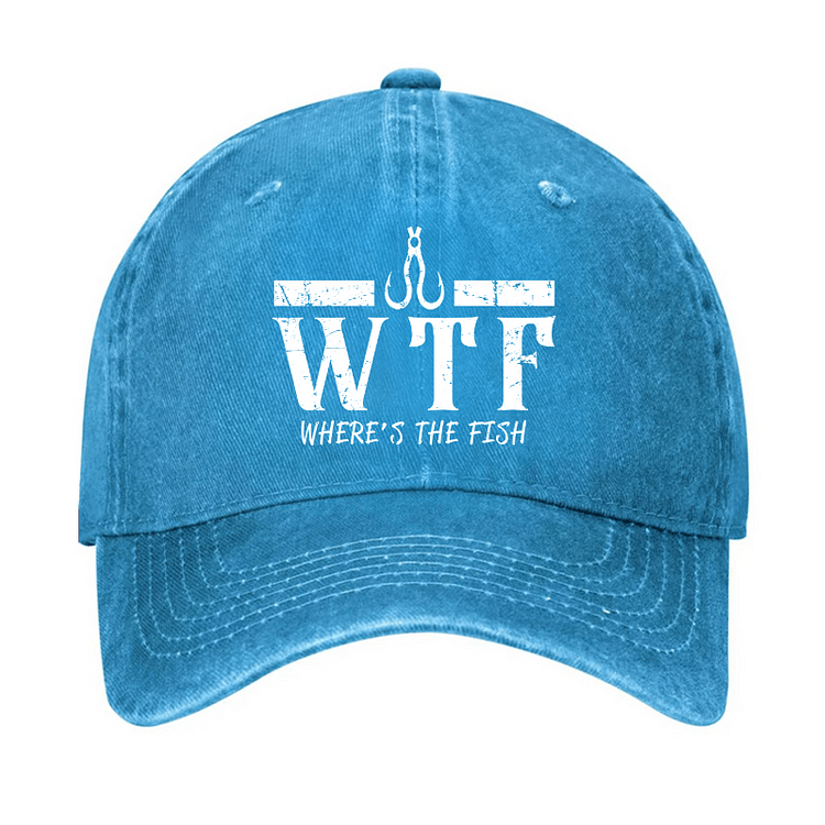 Maturelion WTF Where is the Fish Funny Fishing Quote Cap