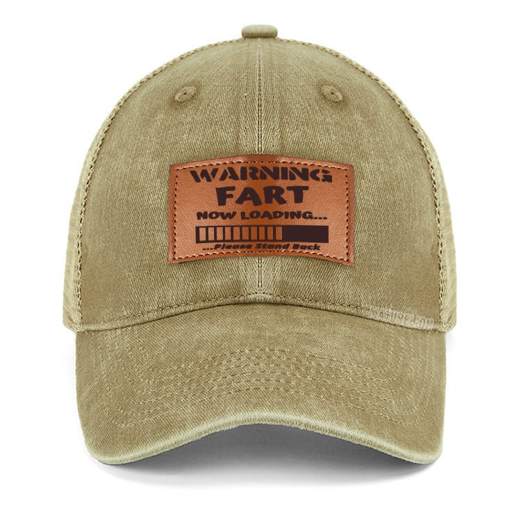 Maturelion Warning Fart Now Loading......Please Stand Back Leather Patch Cap