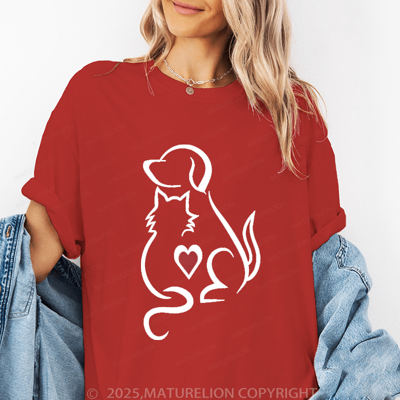 Maturelion Women T-Shirt Like Dogs And Cats T-Shirt