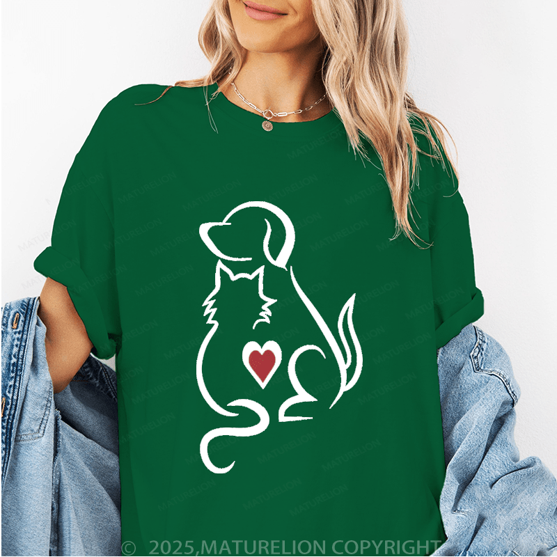 Maturelion Women T-Shirt Like Dogs And Cats T-Shirt