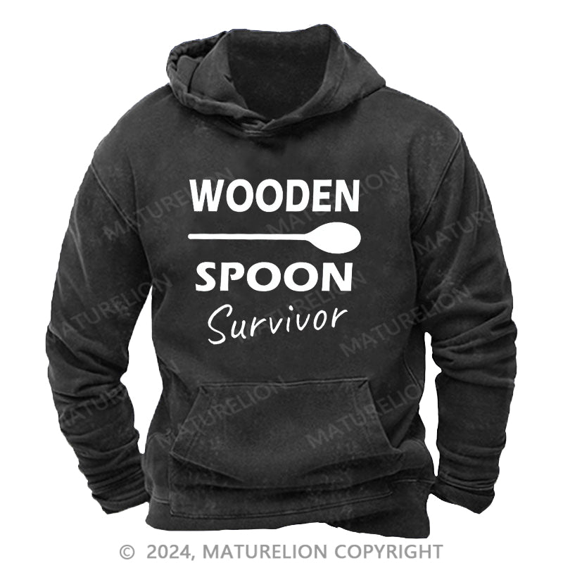 Maturelion Wooden Spoon Survivor Men's DTG Printing Washed Custom Hoodie