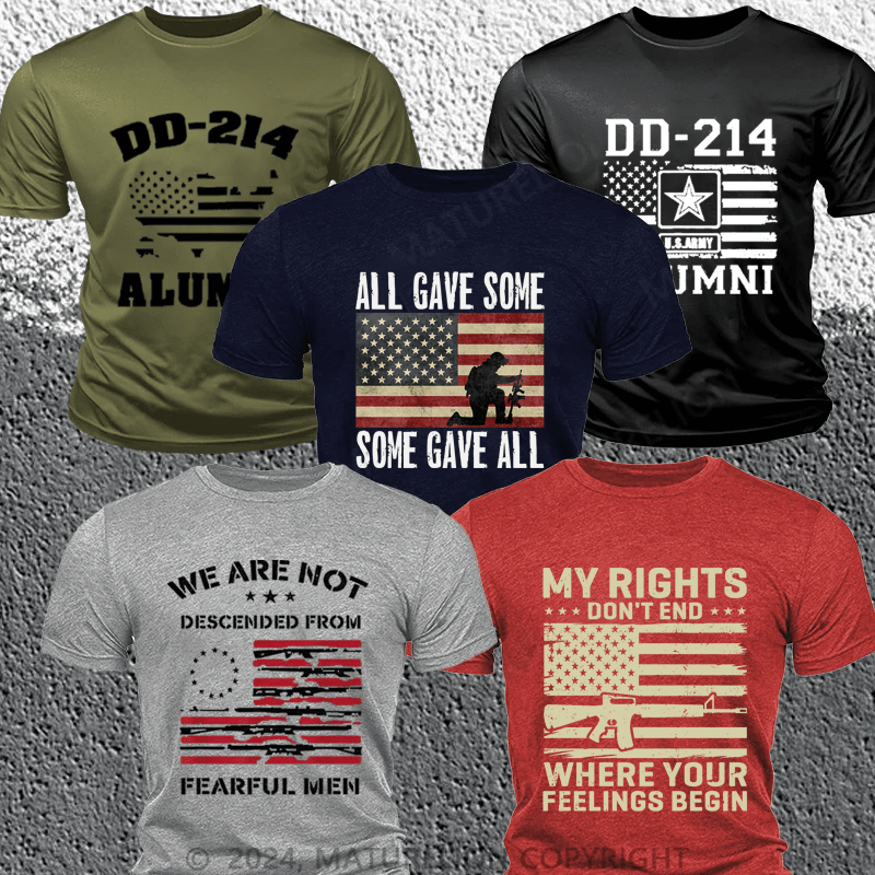 Maturelion 5-Pack Moisture Men's Funny Graphic T-Shirts