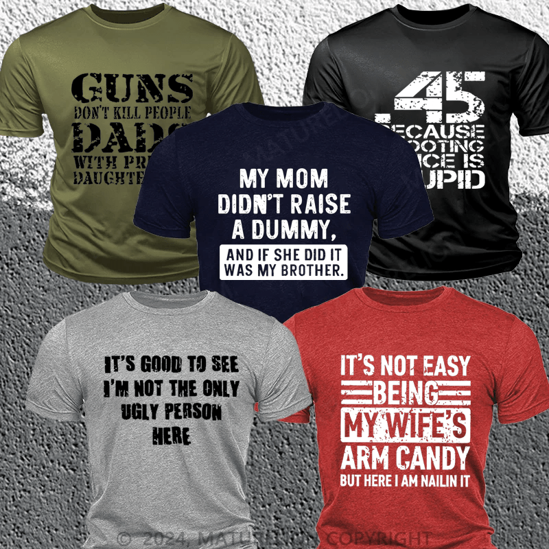 Maturelion 5-Pack Moisture Men's Funny T-Shirt