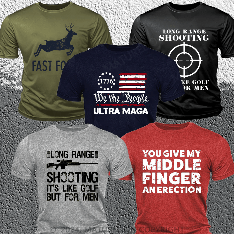 Maturelion 5-Pack Moisture Men's Shooting T-Shirt