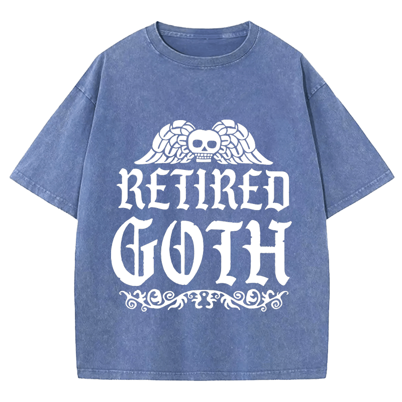 Maturelion Halloween Betired Goth DTG Printing Washed Cotton T-Shirt
