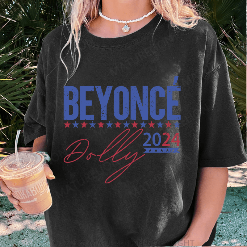 Maturelion Beyonce 2024 DTG Printing Washed Cotton T-Shirt