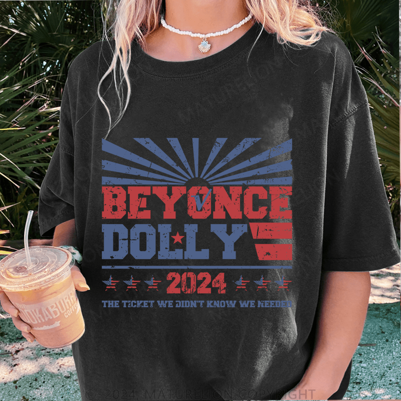 Maturelion Beyonce Dolly 2024 DTG Printing Washed Cotton T-Shirt