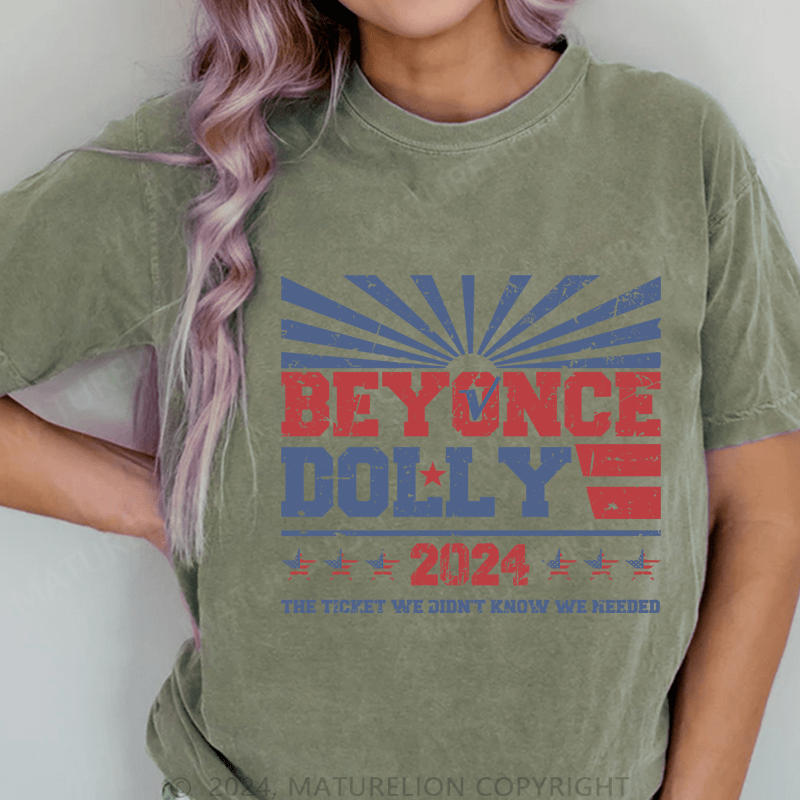 Maturelion Beyonce Dolly 2024 DTG Printing Washed Cotton T-Shirt