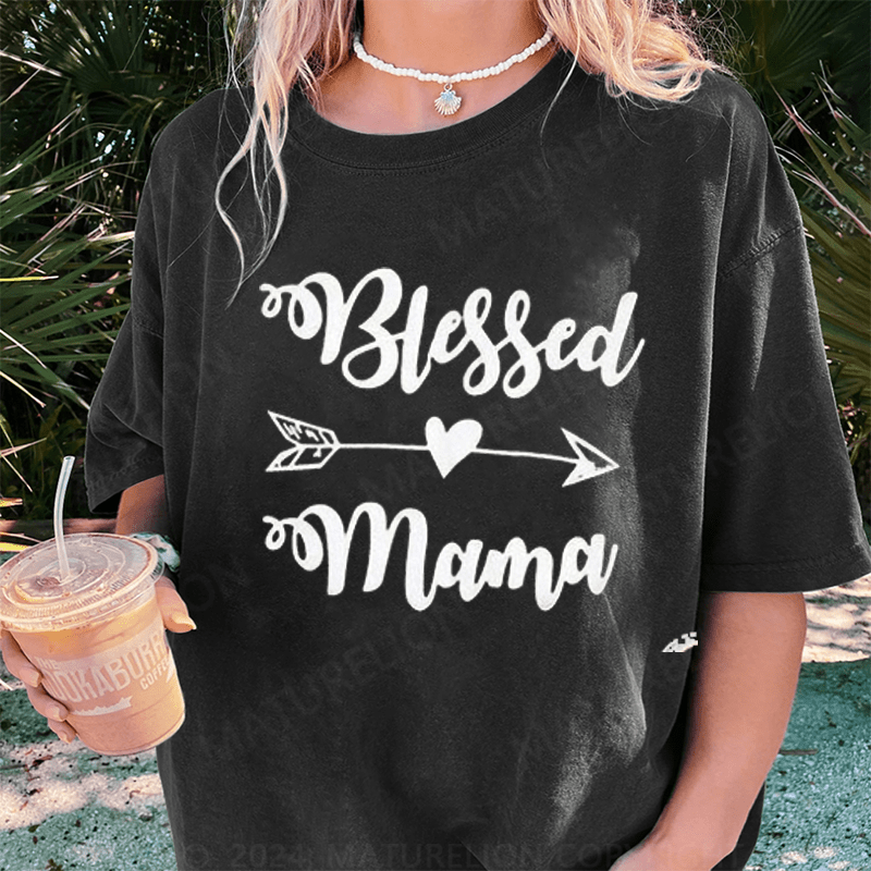 Maturelion "Blessed Mama" DTG Printing Washed Cotton T-Shirt