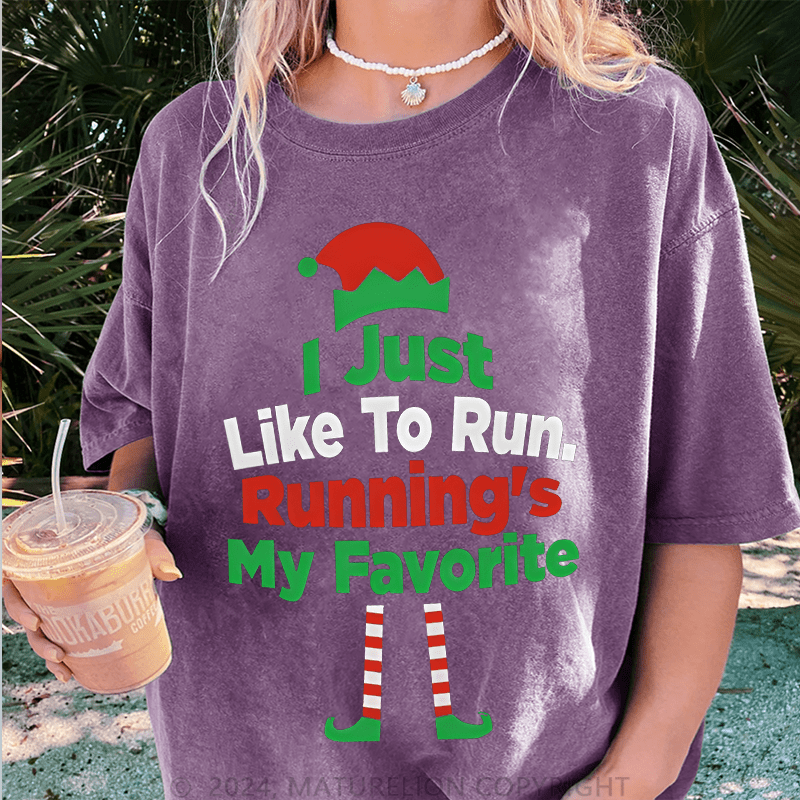 Maturelion Christmas T-Shirt I Just Like To Run My Favorite Women T-Shirt