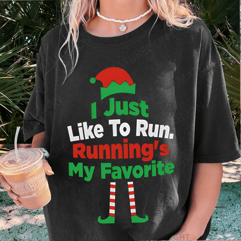 Maturelion Christmas T-Shirt I Just Like To Run My Favorite Women T-Shirt