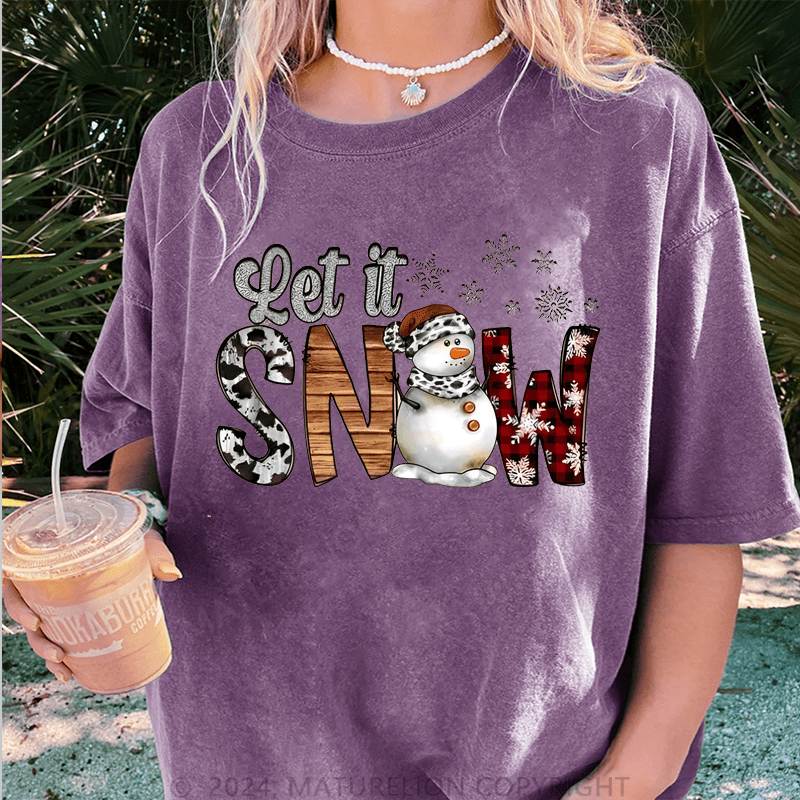 Maturelion Christmas T-Shirt Let It Snow Women T-Shirt