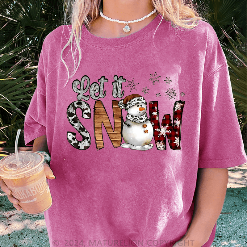 Maturelion Christmas T-Shirt Let It Snow Women T-Shirt