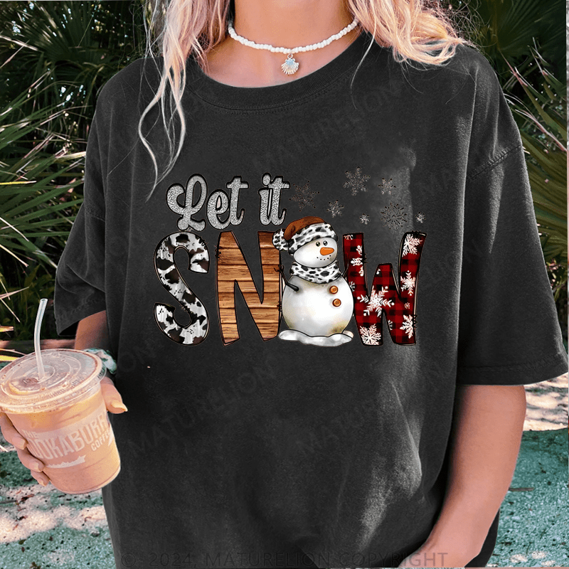 Maturelion Christmas T-Shirt Let It Snow Women T-Shirt