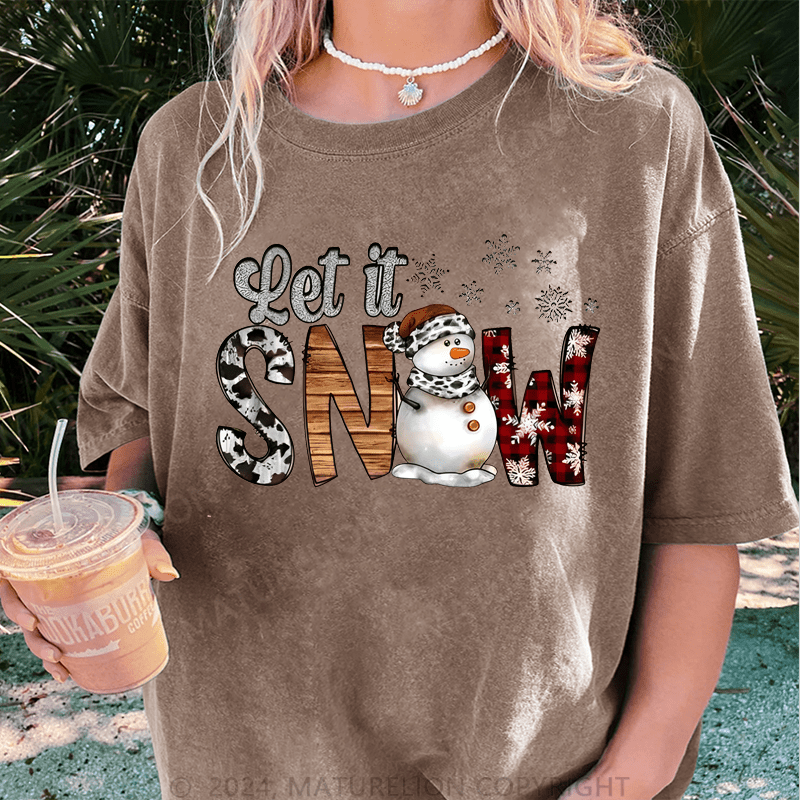 Maturelion Christmas T-Shirt Let It Snow Women T-Shirt