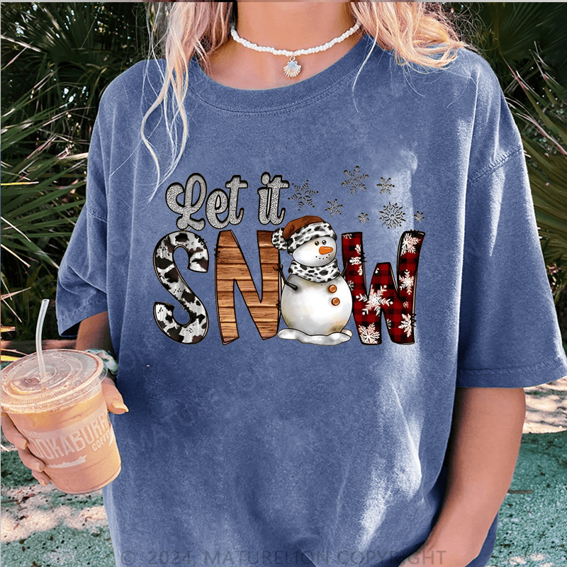 Maturelion Christmas T-Shirt Let It Snow Women T-Shirt