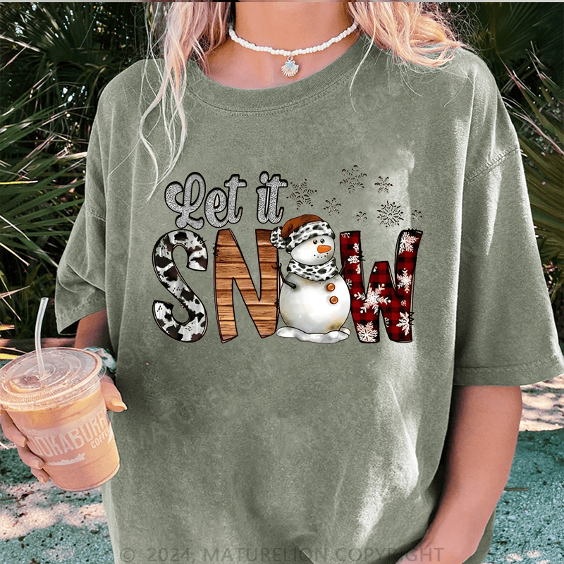 Maturelion Christmas T-Shirt Let It Snow Women T-Shirt