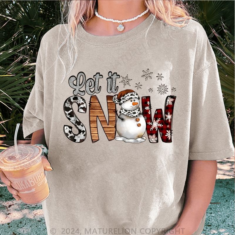 Maturelion Christmas T-Shirt Let It Snow Women T-Shirt