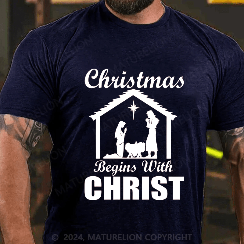 Maturelion Christmas T-Shirt Christmas Beings With Christ T-Shirt