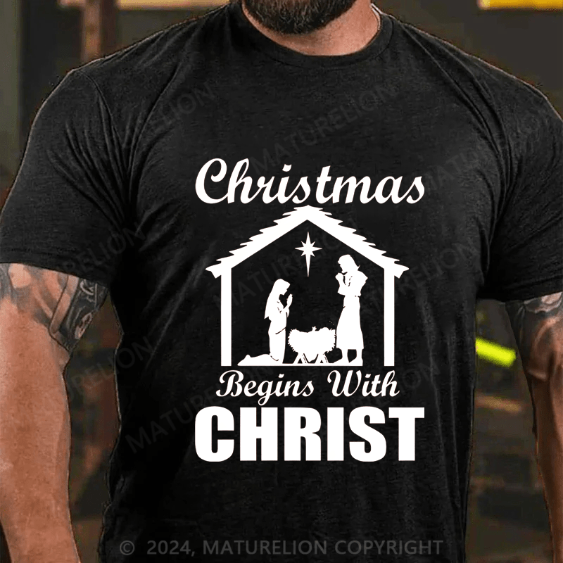 Maturelion Christmas T-Shirt Christmas Beings With Christ T-Shirt