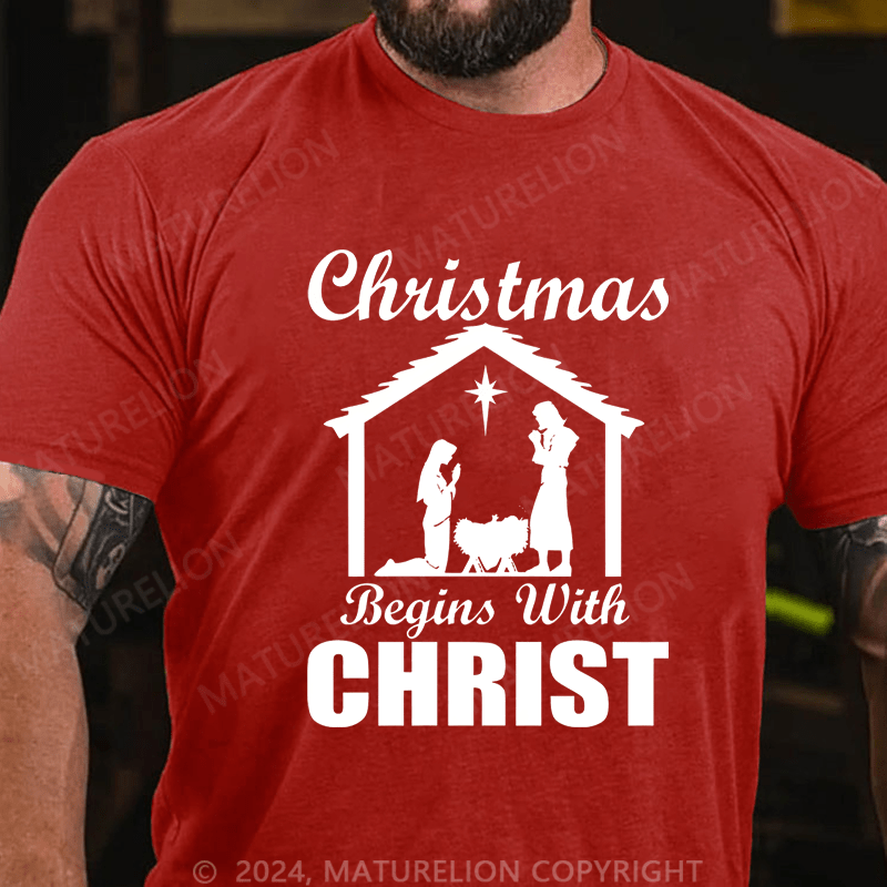 Maturelion Christmas T-Shirt Christmas Beings With Christ T-Shirt