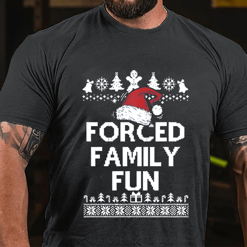 Maturelion Christmas T-Shirt Forced Family Fun Men's T-Shirt (Free Customization)