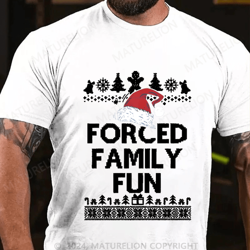 Maturelion Christmas T-Shirt Forced Family Fun Men's T-Shirt (Free Customization)