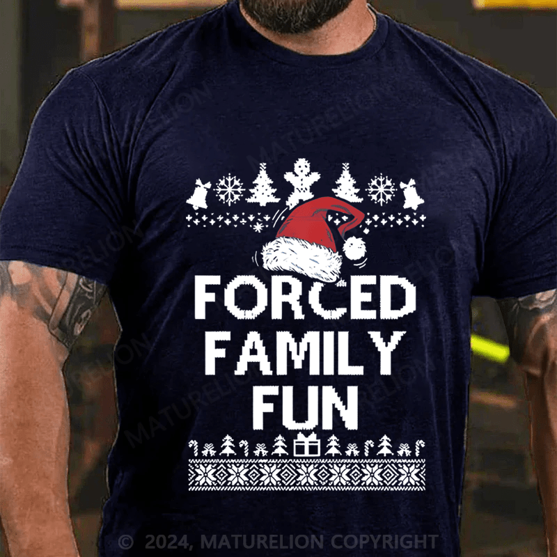Maturelion Christmas T-Shirt Forced Family Fun Men's T-Shirt (Free Customization)