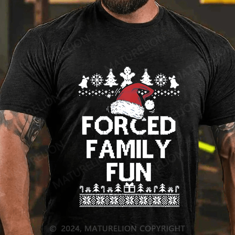 Maturelion Christmas T-Shirt Forced Family Fun Men's T-Shirt (Free Customization)