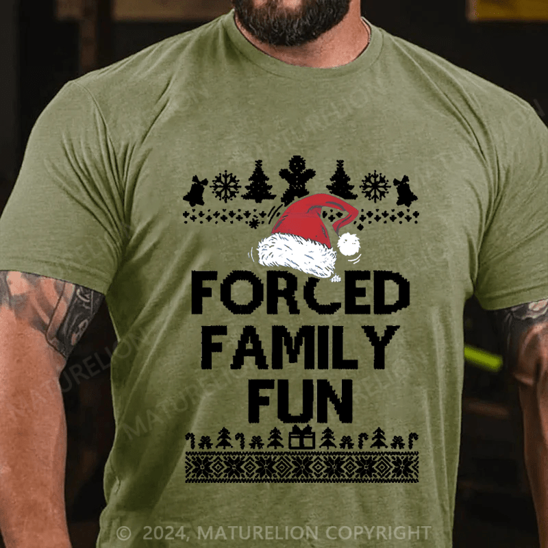 Maturelion Christmas T-Shirt Forced Family Fun Men's T-Shirt (Free Customization)