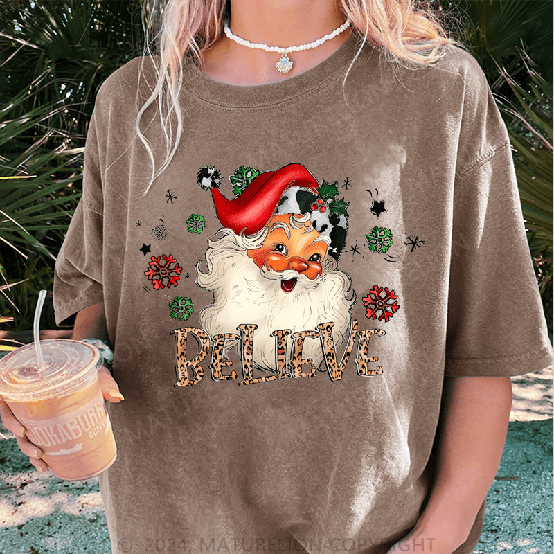 Maturelion Christmas T-Shirt Santa Believe Women T-Shirt