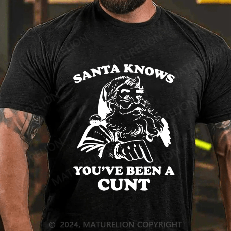 Maturelion Christmas T-Shirt Santa Knows You've Been A Cunt T-Shirt