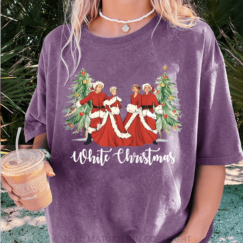 Maturelion Christmas T-Shirt White Christmas Women T-Shirt