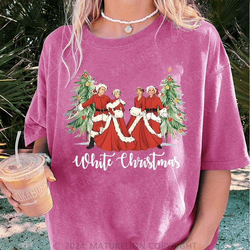 Maturelion Christmas T-Shirt White Christmas Women T-Shirt