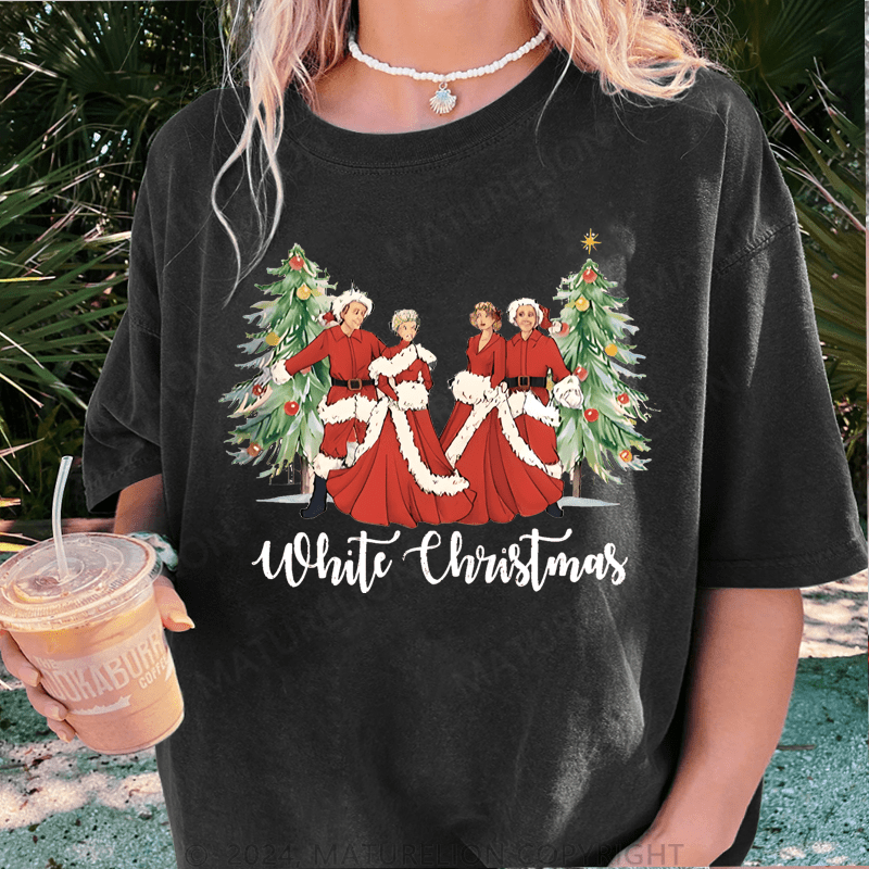 Maturelion Christmas T-Shirt White Christmas Women T-Shirt