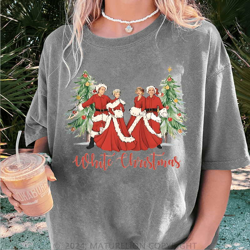 Maturelion Christmas T-Shirt White Christmas Women T-Shirt