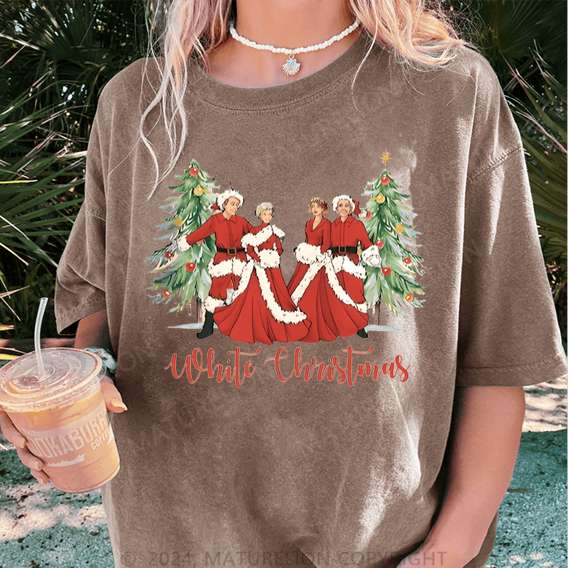 Maturelion Christmas T-Shirt White Christmas Women T-Shirt